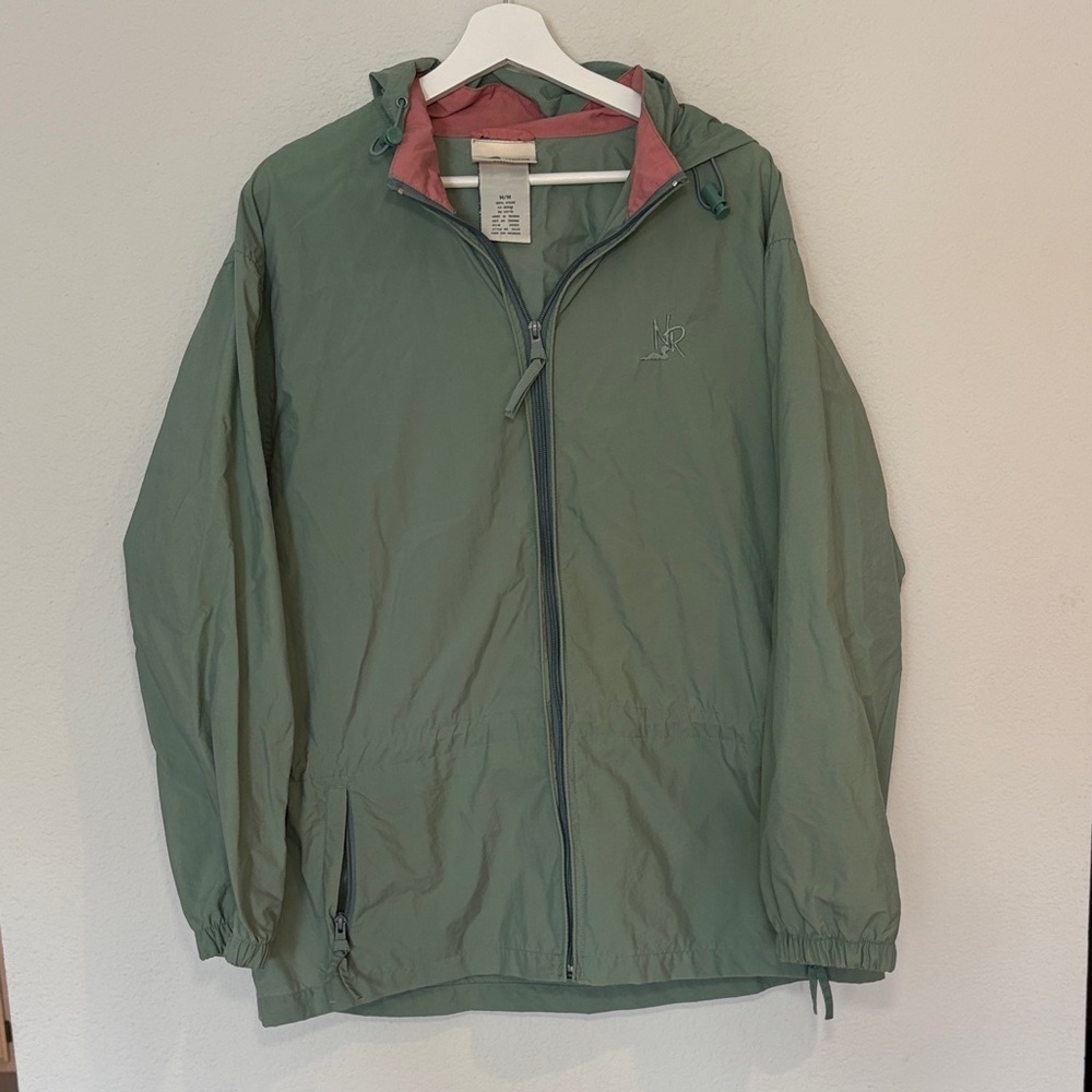 VINTAGE Green Hooded Windbreaker Jacket Cottage Essentials size medium